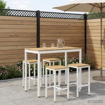 ARDEBO.de - Gartenbar-Tisch Weiß 108,5 x 55 x 105 cm Massivholz Akazie