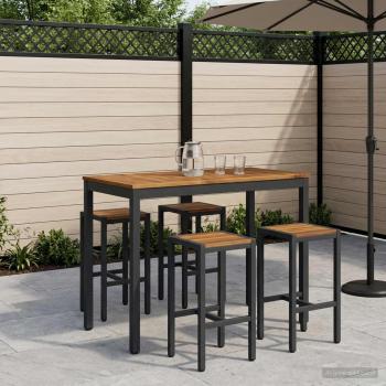 ARDEBO.de - Gartenbar-Tisch NAARDEN Natürlich und Schwarz