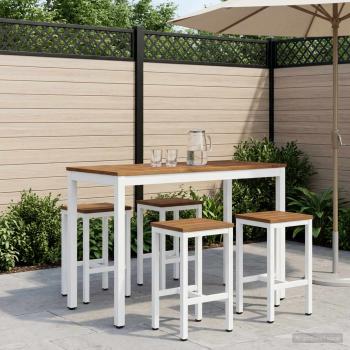 ARDEBO.de - Gartenbar-Tisch Natürlich und Weiß 108,5 x 55 x 105 cm