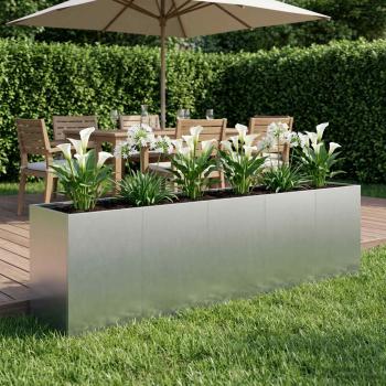 ARDEBO.de - Garten-Pflanzgefäß Silber 200 x 40 x 60 cm Verzinkter Stahl
