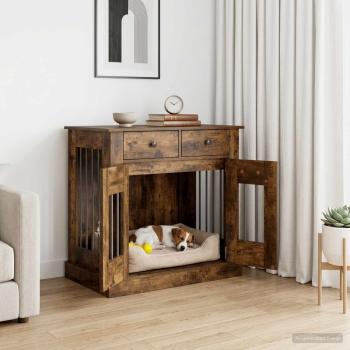 ARDEBO.de - Hundekäfigmöbel Räuchereiche 80 x 47,5 x 80 cm Holzwerkstoff