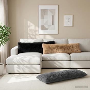 ARDEBO.de - Kissen mit Kissen HEERLEN 2 Stk. Anthrazit PV Fleece