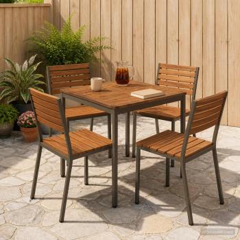 ARDEBO.de - Gartentisch Natur und Kaffee 70 x 68,5 x 75 cm