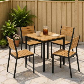 ARDEBO.de - Gartentisch Weiß gewaschen und Schwarz 60 x 60,5 x 75 cm