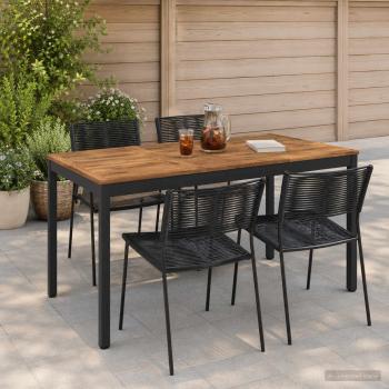 ARDEBO.de - Gartentisch Natürlich und Schwarz 141 x 80,5 x 75 cm