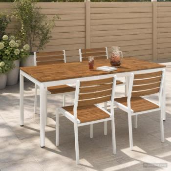 ARDEBO.de - Gartentisch NAARDEN Natur und Weiß 180 x 88,5 x 75 cm