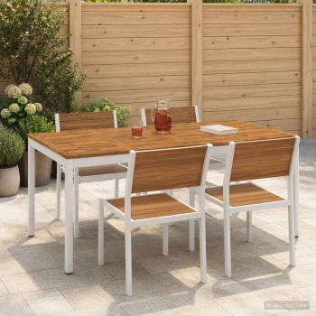 ARDEBO.de - Gartentisch NAARDEN Natur und Weiß 147 x 88,5 x 75 cm