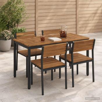 ARDEBO.de - Gartentisch Natürlich und Schwarz 108,5 x 55 x 75 cm