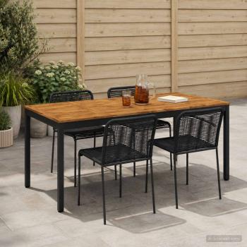 ARDEBO.de - Gartentisch Nat?rlich und Schwarz 147 x 88,5 x 75 cm