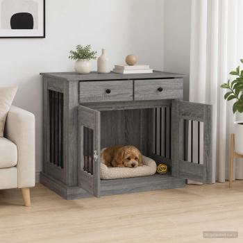 ARDEBO.de - Hundekäfigmöbel Sonoma-Grau 90 x 47,5 x 80 cm Holzwerkstoff