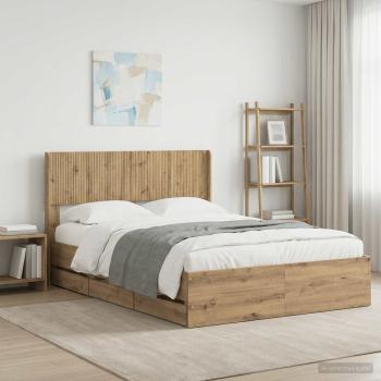 ARDEBO.de - Bettgestell mit Stauraum und Kopfteil Artisan Oak 120 x 200 cm