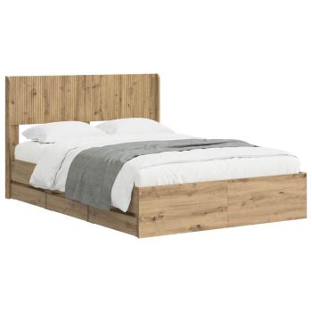 Bettgestell mit Stauraum und Kopfteil Artisan Oak 120 x 200 cm
