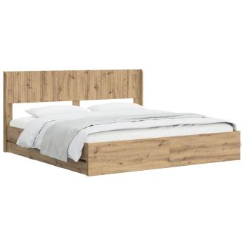 Bettgestell mit Stauraum und Kopfteil Artisan Oak 180 x 200 cm