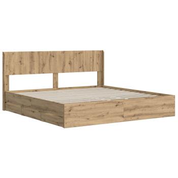 Bettgestell mit Stauraum und Kopfteil Artisan Oak 180 x 200 cm