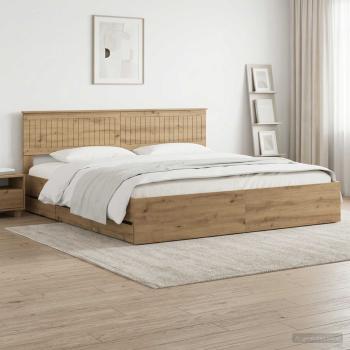 ARDEBO.de - Bed Frame with Storage and Headboard Artisan Oak 180 x 200 cm