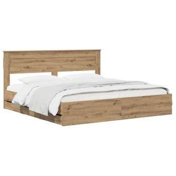 Bed Frame with Storage and Headboard Artisan Oak 180 x 200 cm