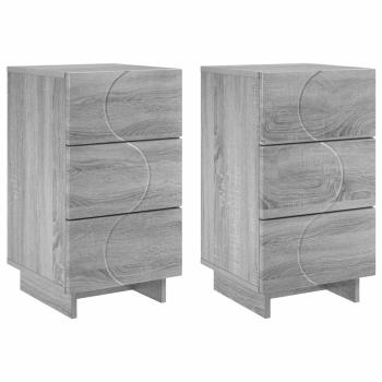 Nachttisch 2 stk. Sonoma-Grau 33,5 x 34,5 x 60 cm Holzwerkstoff