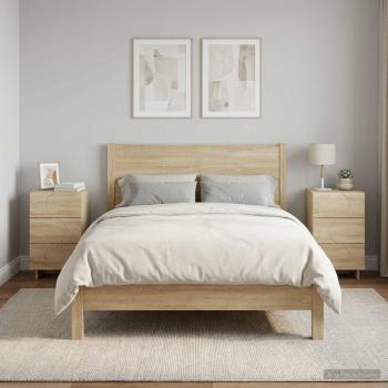 ARDEBO.de - Nachttisch 2 stk. Sonoma-Eiche 33,5 x 34,5 x 60 cm