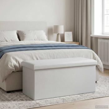 ARDEBO.de - Klappbare Aufbewahrungsbank Weiß 180 kg 80 L 77 x 38 x 38 cm