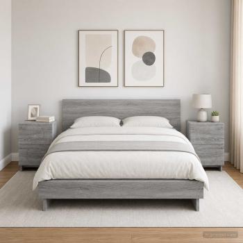 ARDEBO.de - Nachttisch 2 stk. Sonoma-Grau 33,5 x 34,5 x 50 cm Holzwerkstoff