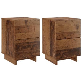 Nachttisch 2 stk. Altholz 33,5 x 34,5 x 50 cm Holzwerkstoff