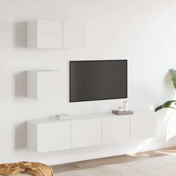 ARDEBO.de - 4-tlg. TV-Schrank-Set Weiß Holzwerkstoff