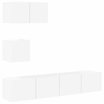 4-tlg. TV-Schrank-Set Weiß Holzwerkstoff