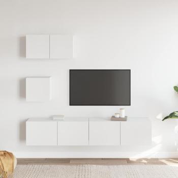 4-tlg. TV-Schrank-Set Weiß Holzwerkstoff