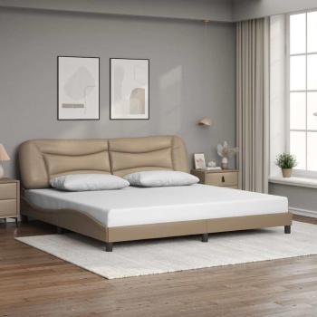 ARDEBO.de - Bettgestell ohne Matratze "Hvar" Cappuccino-Braun 200x200 cm Kunstleder