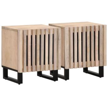ARDEBO.de - Nachttische 2 Stk. 40x34x46 cm Gebleichtes Massivholz Mango