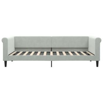 Tagesbett Ausziehbar Hellgrau 90x200 cm Samt