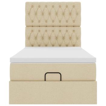 Ottoman-Bett mit Matratze & LEDs Creme 80x200 cm Stoff