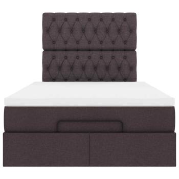 Ottoman-Bett mit Matratze & LEDs Dunkelbraun 120x200 cm Stoff