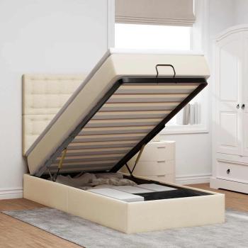 ARDEBO.de - Ottoman-Bett mit Matratze & LEDs Creme 80x200 cm Stoff