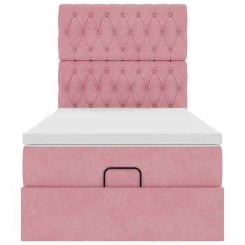 Ottoman-Bett mit Matratzen & LEDs Rosa 90x190 cm Samt