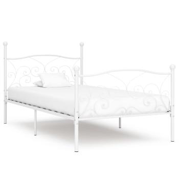 ARDEBO.de - Bettgestell mit Lattenrost Weiß Metall 90 x 200 cm