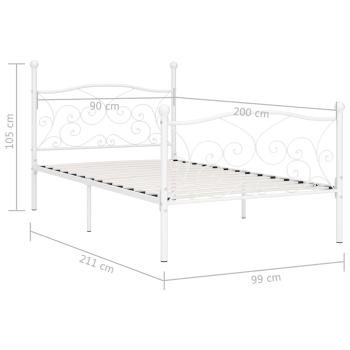 Bettgestell mit Lattenrost Weiß Metall 90 x 200 cm