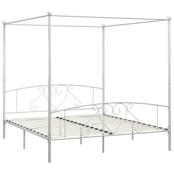 Himmelbett-Gestell Weiß Metall 200 x 200 cm