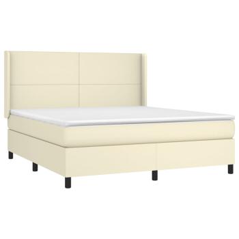 Boxspringbett mit Matratze & LED Creme 160x200 cm Kunstleder