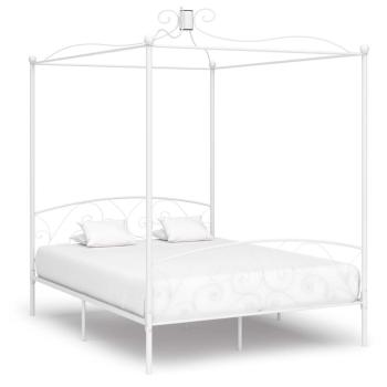 ARDEBO.de - Himmelbett-Gestell Weiß Metall 160 x 200 cm