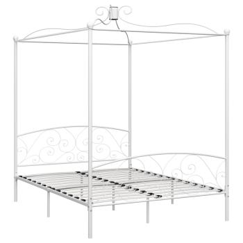 Himmelbett-Gestell Weiß Metall 160 x 200 cm