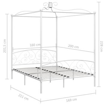 Himmelbett-Gestell Weiß Metall 160 x 200 cm