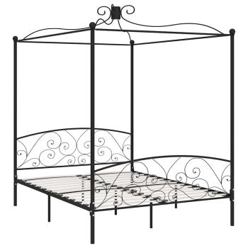 Himmelbett-Gestell Schwarz Metall 180 x 200 cm