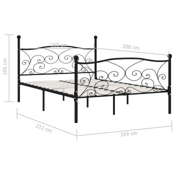 Bettgestell mit Lattenrost Schwarz Metall 160 ? 200 cm