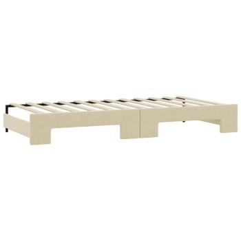 Tagesbett Ausziehbar mit Matratzen Creme 80x200 cm Stoff