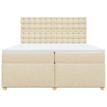 Boxspringbett mit Matratze Creme 200x200 cm Stoff