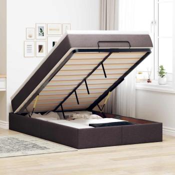 ARDEBO.de - Ottoman-Bett mit Matratze Dunkelbraun 120x200 cm Stoff
