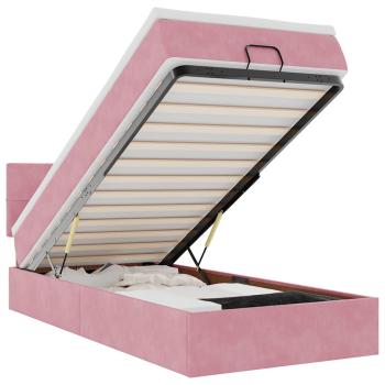 Ottoman-Bett mit Matratze & LEDs Rosa 100x200 cm Samt