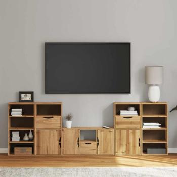 ARDEBO.de - 5-tlg. Wohnwand mit Stauraum ODDA Massivholz Kiefer