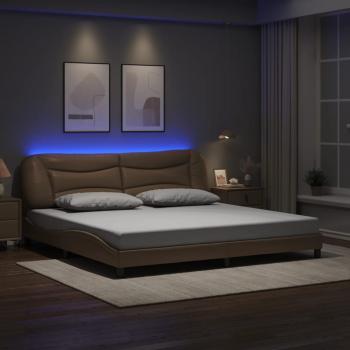 ARDEBO.de - Bettgestell mit LED ohne Matratze "Hvar" Cappuccino-Braun 200x200 cm